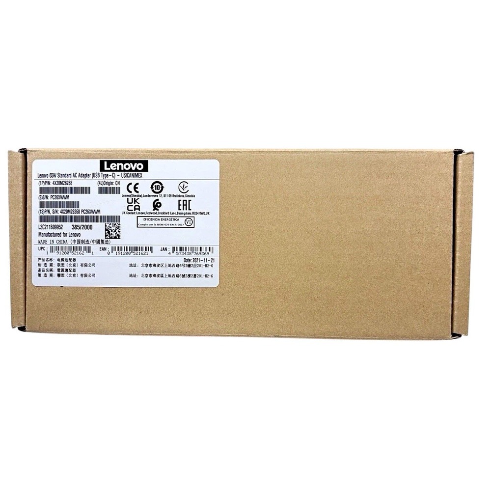 Genuine Lenovo 65W USB-C Laptop Charger AC Power Adapter Chromebook 4X20M2626